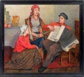 BOGDANOV-BELSKY Nikolai Petrovich Singende Bauernmädchen Und Junger Bauer Mitziehharmonika BOGDANOV-BELSKY Nikolai Petrovich Singende Bauernmädchen Und Junger Bauer Mitziehharmonika