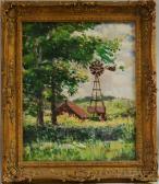 BOGDANOVIC Bogomir Barn And Windmill In Summer BOGDANOVIC Bogomir Barn And Windmill In Summer