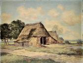 BOHLENS Hermann Heinrich Sommerlicheansicht Eines Reetgedeckten Anwesens. BOHLENS Hermann Heinrich Sommerlicheansicht Eines Reetgedeckten Anwesens.