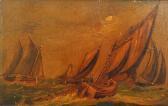 BOLLIN W A Shrimp Girl On A Beach With Vessels Beyond BOLLIN W A Shrimp Girl On A Beach With Vessels Beyond