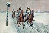 BOMBLED Charles Eclaireurs De Cuirassier Dans Un Paysage Sous La Neige BOMBLED Charles Eclaireurs De Cuirassier Dans Un Paysage Sous La Neige