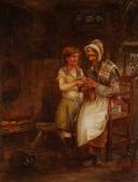 BOND JENNY Woman And Child In A Cottage Interior BOND JENNY Woman And Child In A Cottage Interior