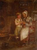 BOND JENNY Woman And Child In Acottage Interior BOND JENNY Woman And Child In Acottage Interior