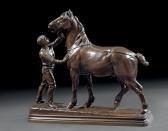 BONHEUR Isidore Jules Etalon Percheron Hénnissant Retenu Par Un Lad BONHEUR Isidore Jules Etalon Percheron Hénnissant Retenu Par Un Lad