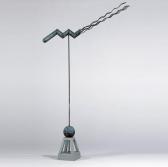 BONNER Jonathan G. Sculptural Steel Weathervane With Verdigris Patination On Wooden Base BONNER Jonathan G. Sculptural Steel Weathervane With Verdigris Patination On Wooden Base