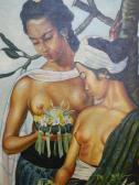 BONNET R. Portrait Of Two Balinese Women Preparing Offerings BONNET R. Portrait Of Two Balinese Women Preparing Offerings