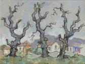 BOONZAIER Gregoire Three Bare Oak Trees With Suburban Cottages, Wynberg, Cape Town BOONZAIER Gregoire Three Bare Oak Trees With Suburban Cottages, Wynberg, Cape Town