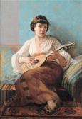 borchard Edmund Mandoline Spielendes Mädchen borchard Edmund Mandoline Spielendes Mädchen