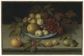 BOSSCHAERT Ambrosius I Peaches, Apples, Apricots And Grapes In A Wan Li Bowl With Cherries, Pears, Apricots And An Apple On A Ledge BOSSCHAERT Ambrosius I Peaches, Apples, Apricots And Grapes In A Wan Li Bowl With Cherries, Pears, Apricots And An Apple On A Ledge