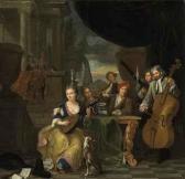 BOSSCHE van den Balthazar Musicians On A Terrace, Playing Lute, Cello And Oboe, In Aclassical Architectural Setting BOSSCHE van den Balthazar Musicians On A Terrace, Playing Lute, Cello And Oboe, In Aclassical Architectural Setting