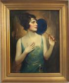 BOSSERON CHAMBERS CHARLES Portrait Of Socialite Flapper With Fan BOSSERON CHAMBERS CHARLES Portrait Of Socialite Flapper With Fan