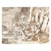BOTHA Andries Rustic Interior With Carousing Peasants And A Resting Dog BOTHA Andries Rustic Interior With Carousing Peasants And A Resting Dog