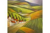 BOTHAM HARRY A Hilly Landscape With Red Roof Houses BOTHAM HARRY A Hilly Landscape With Red Roof Houses