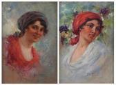 BOTTESINI a. Portrait Of An Italian Girl Before Vines Of Grapes BOTTESINI a. Portrait Of An Italian Girl Before Vines Of Grapes