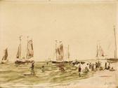 BOUDIN Eugene Scène De Plage Avec Personnages BOUDIN Eugene Scène De Plage Avec Personnages