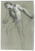 BOULLOGNE LOUIS Standing Male Nude Facing Left, Holding A Staff BOULLOGNE LOUIS Standing Male Nude Facing Left, Holding A Staff