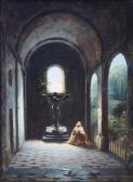 BOUTON Charles Marie A Praying Monk In A Chapel BOUTON Charles Marie A Praying Monk In A Chapel