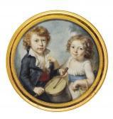 BOUTON Joseph Marie Portrait Of A Brother And Sister BOUTON Joseph Marie Portrait Of A Brother And Sister