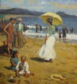 bouton p w Busy Beach Scene With Figures Promenading bouton p w Busy Beach Scene With Figures Promenading