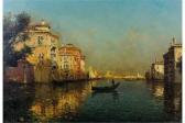 BOUVARD Eloi Noel Venetian Canal Scene With A Figure In A Gondola, Sunlit Buildings And Fishing Boats In The Distance BOUVARD Eloi Noel Venetian Canal Scene With A Figure In A Gondola, Sunlit Buildings And Fishing Boats In The Distance