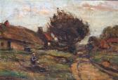 BOWMAN John A Country Roadwaywith Figure Seated Upon A Grassy Bank BOWMAN John A Country Roadwaywith Figure Seated Upon A Grassy Bank