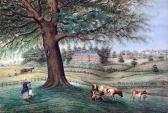 BOXER J F Captain Naive Landscape With Farm Workers, Steam Train And Houses BOXER J F Captain Naive Landscape With Farm Workers, Steam Train And Houses