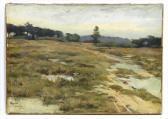 BOYDEN Dwight Frederick Landscape, Shepherd And Flock Of Sheep In Distance BOYDEN Dwight Frederick Landscape, Shepherd And Flock Of Sheep In Distance