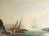 BRüGGEMANN J.W. A Calm: French Tallships Firing A Salute In A Bay, Italy BRüGGEMANN J.W. A Calm: French Tallships Firing A Salute In A Bay, Italy