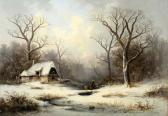 BRÜGNER Cölestin "romantische Winterlandschaft" Mit Personenstaffage BRÜGNER Cölestin "romantische Winterlandschaft" Mit Personenstaffage