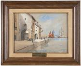 BRABAZON Hercules Brabazon Italian Port With Figures And Boats BRABAZON Hercules Brabazon Italian Port With Figures And Boats