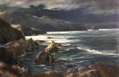 BRADBURY Bennett Moonlight On The Coast; Choppy Seas At Sunset BRADBURY Bennett Moonlight On The Coast; Choppy Seas At Sunset