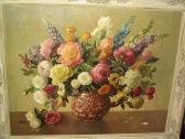 BRADLEY Thomas R. Summer Flowers In A Blue Jug BRADLEY Thomas R. Summer Flowers In A Blue Jug