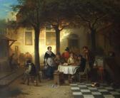 BRAEKELEER de Adrien Ferdinand Gasthausszene In Einem Innenhof Mit Boule- Und Tric-trac-spielern BRAEKELEER de Adrien Ferdinand Gasthausszene In Einem Innenhof Mit Boule- Und Tric-trac-spielern