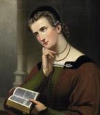 BRAET VON ÜBERFELDT Jan Porträt Of A Young Lady With Bible. Signed And Dated Lower Left: J.b. Van Uberfeldt May 1866 BRAET VON ÜBERFELDT Jan Porträt Of A Young Lady With Bible. Signed And Dated Lower Left: J.b. Van Uberfeldt May 1866