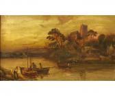 BRAMLEY GEORGE W. River Scene With Fisherfolk BRAMLEY GEORGE W. River Scene With Fisherfolk