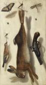 BRANDEL F A Trompe L'oeil, With A Hare, Birds And Insects. BRANDEL F A Trompe L'oeil, With A Hare, Birds And Insects.