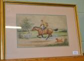BRANDT W. A Figure On Horseback With A Terrier Chasing Beyond BRANDT W. A Figure On Horseback With A Terrier Chasing Beyond