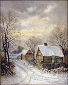 BRANWHITE Charles Cottages And Figures In Winter Landscape BRANWHITE Charles Cottages And Figures In Winter Landscape