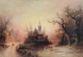BREDOW Albert Abendliche Winterlandschaft. BREDOW Albert Abendliche Winterlandschaft.