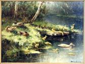 BREEDVELD Hendrik Entenfamilie Mit Küken An Einem Teichufer BREEDVELD Hendrik Entenfamilie Mit Küken An Einem Teichufer