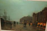 Breieton J. Figures And Carriages In A Lamp Lit Street Scene By A Quayside Breieton J. Figures And Carriages In A Lamp Lit Street Scene By A Quayside