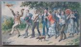 BREITWIESER Theodor A Parading Group Of Musicians, Elegant Women And Gentlemen BREITWIESER Theodor A Parading Group Of Musicians, Elegant Women And Gentlemen