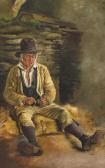 BRENAN James Study Of A Man Seated Outside A Cottage BRENAN James Study Of A Man Seated Outside A Cottage
