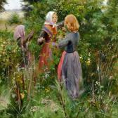 BRENDEKILDE Hans Andersen Three Little Girls Picking Blackberries BRENDEKILDE Hans Andersen Three Little Girls Picking Blackberries