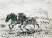 BRENDEL Albert Heinrich Zwei Pferde Als Durchgehendes Gespann BRENDEL Albert Heinrich Zwei Pferde Als Durchgehendes Gespann