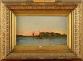 BRETON Emile Coucher De Soleil Sur Un Paysage Lacustre Hollandais BRETON Emile Coucher De Soleil Sur Un Paysage Lacustre Hollandais