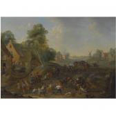 BREYDEL Karel A Landscape With A Cavalry Skirmish And A Village Underattack BREYDEL Karel A Landscape With A Cavalry Skirmish And A Village Underattack