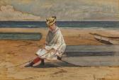 BRICHER Alfred Thompson Figure Seated On A Dorie BRICHER Alfred Thompson Figure Seated On A Dorie