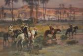 BRIDGMAN Frederick Arthur Fording The Stream, Algeria BRIDGMAN Frederick Arthur Fording The Stream, Algeria