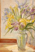 BROCKLEBANK WINIFRED Irises In A Glass Vase BROCKLEBANK WINIFRED Irises In A Glass Vase